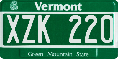 VT license plate XZK220