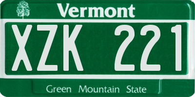 VT license plate XZK221