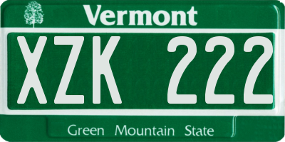 VT license plate XZK222