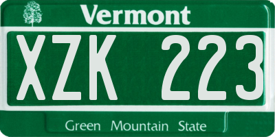 VT license plate XZK223