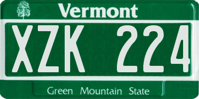 VT license plate XZK224