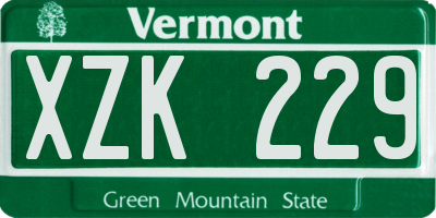 VT license plate XZK229