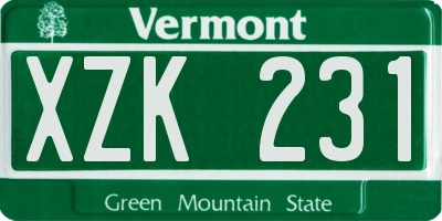 VT license plate XZK231