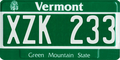 VT license plate XZK233