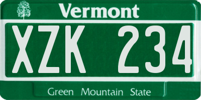 VT license plate XZK234
