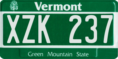 VT license plate XZK237