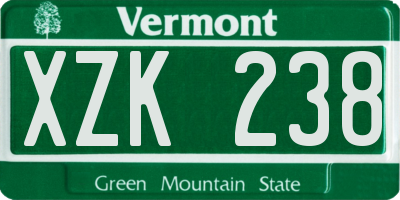 VT license plate XZK238