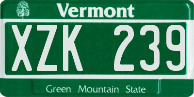 VT license plate XZK239