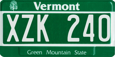 VT license plate XZK240