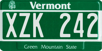 VT license plate XZK242