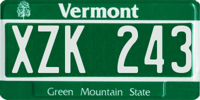 VT license plate XZK243