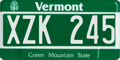 VT license plate XZK245