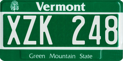 VT license plate XZK248