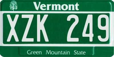 VT license plate XZK249