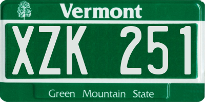 VT license plate XZK251