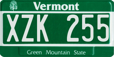 VT license plate XZK255