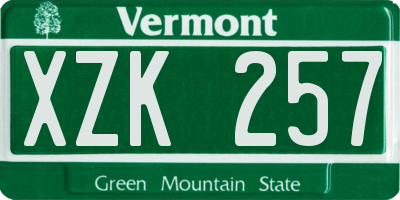 VT license plate XZK257