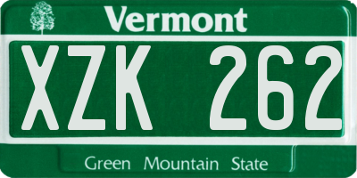 VT license plate XZK262