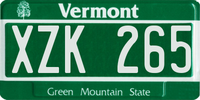 VT license plate XZK265