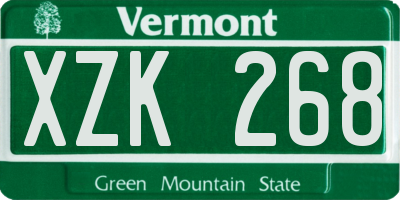 VT license plate XZK268