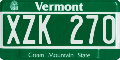 VT license plate XZK270