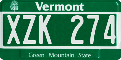 VT license plate XZK274