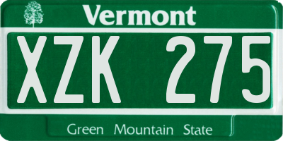 VT license plate XZK275