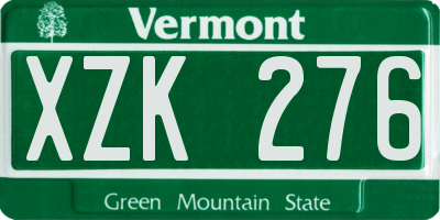 VT license plate XZK276