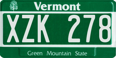 VT license plate XZK278