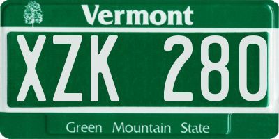 VT license plate XZK280