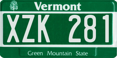 VT license plate XZK281