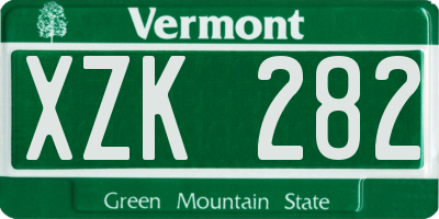 VT license plate XZK282