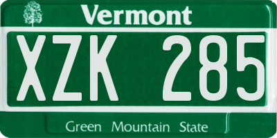 VT license plate XZK285