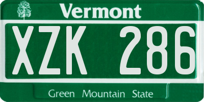 VT license plate XZK286