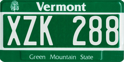 VT license plate XZK288