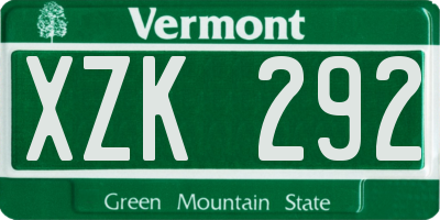VT license plate XZK292