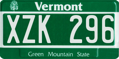 VT license plate XZK296