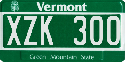 VT license plate XZK300