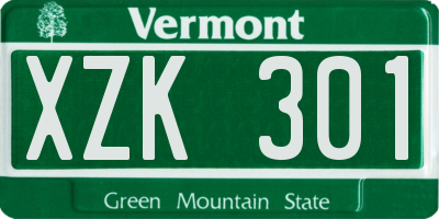 VT license plate XZK301