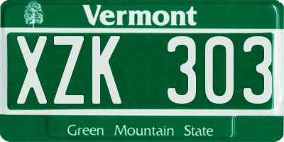 VT license plate XZK303
