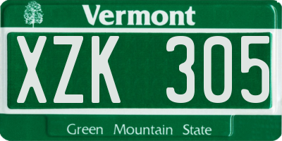 VT license plate XZK305
