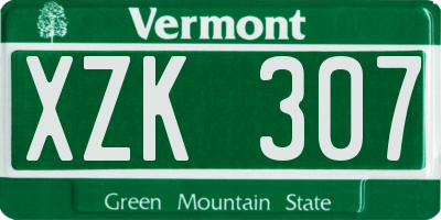 VT license plate XZK307
