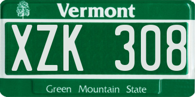 VT license plate XZK308