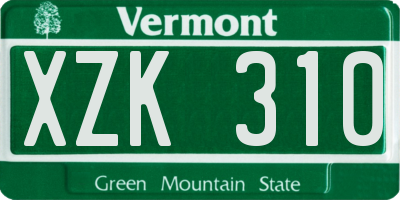 VT license plate XZK310