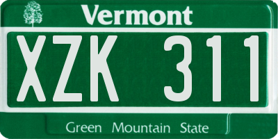 VT license plate XZK311