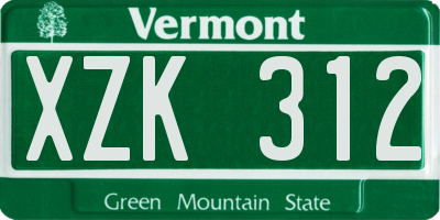 VT license plate XZK312