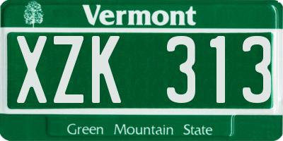 VT license plate XZK313