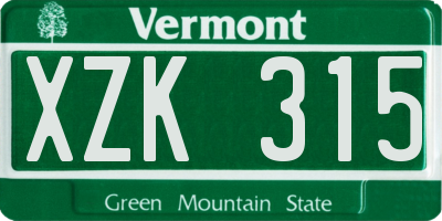 VT license plate XZK315