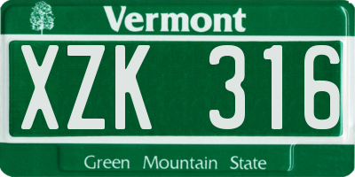 VT license plate XZK316