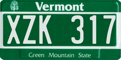 VT license plate XZK317